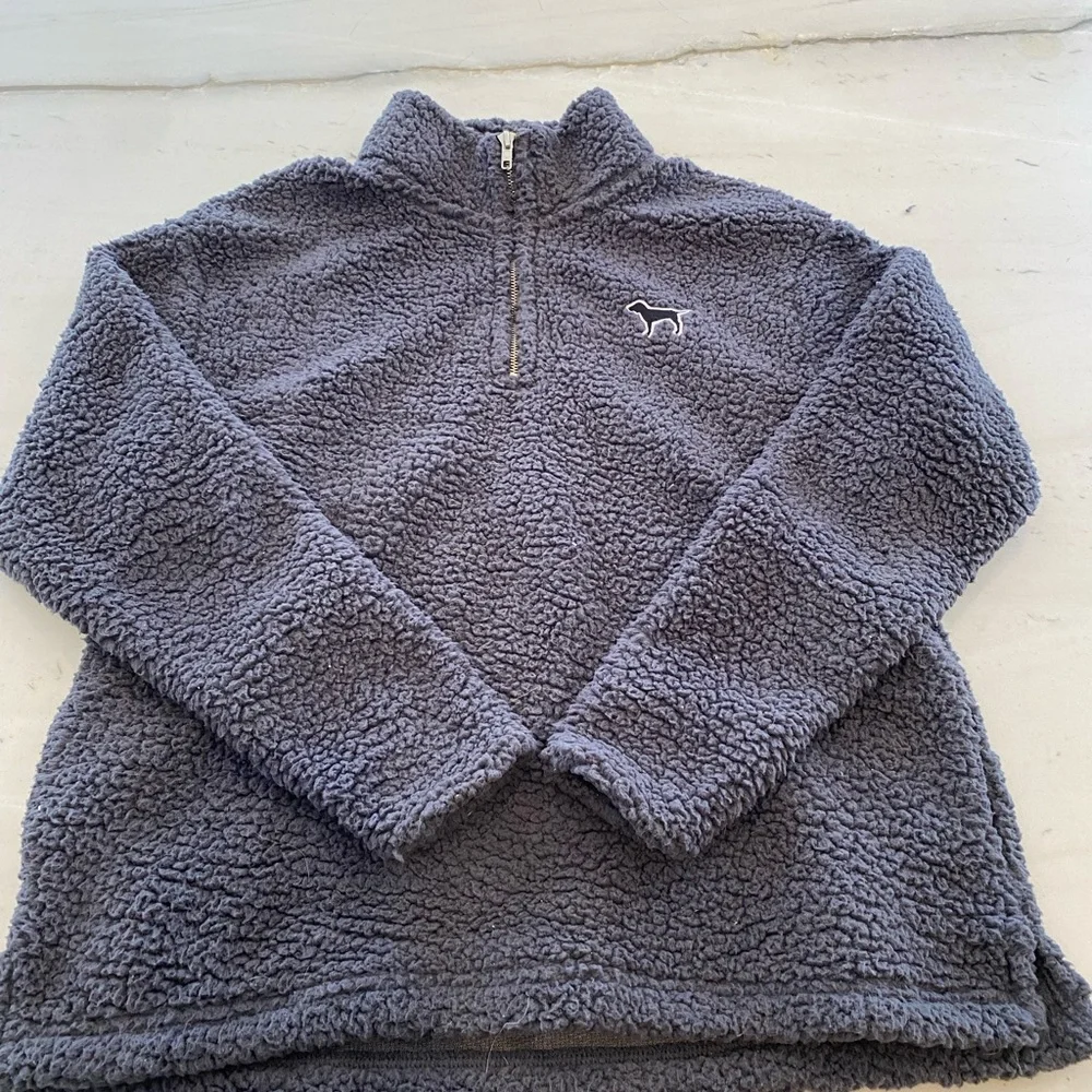 PINK Victoria's Secret Like New Grey Sherpa Zip-Up - Picture 2 of 5
